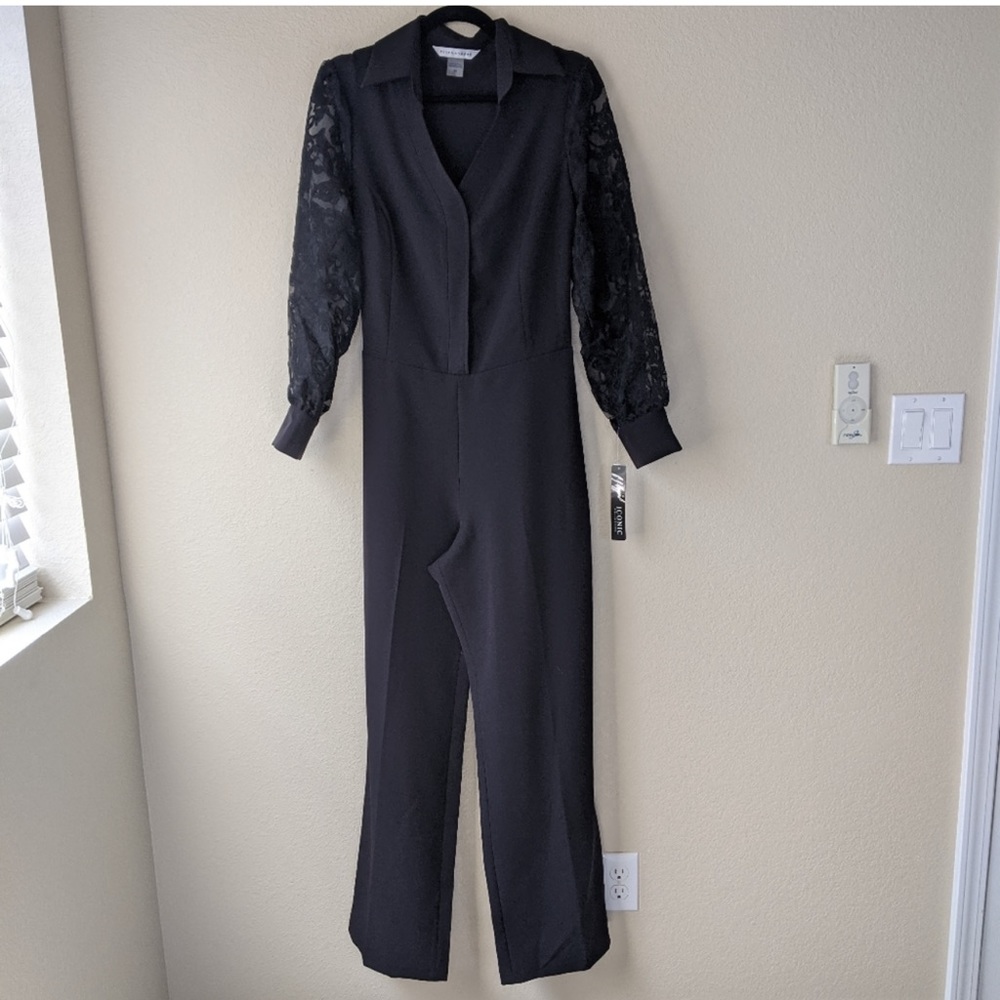 NWT Black Long Sleeve Lace Jumpsuit Sz 10